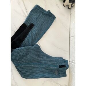 Kerrits Riding Breeches Pants Teal Herringbone Knee Patch XS Made in USA